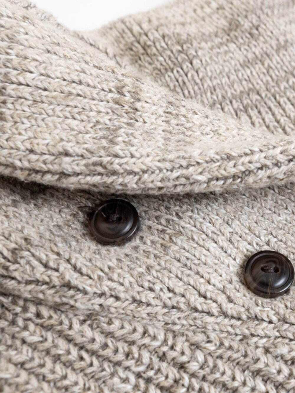 Polo Ralph Lauren Chunky Shawl Collar Cardigan Oatmeal Beige Cotton Knit L - Picture 12 of 13